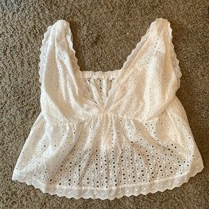 Peplum white lace tank